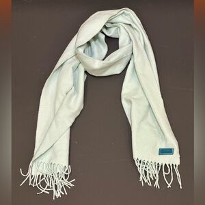 Coach Cashmere REHAB Soft Mint Fringed Scarf